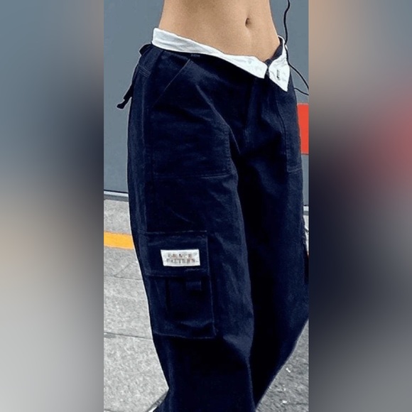 REFASHION THE FUTURE FOLD OVER WAIST Y2K STRAIGHT LEG PANTS.  New without tag. - Picture 3 of 15